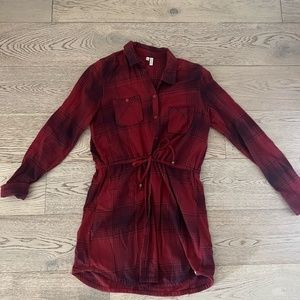 Flannel dress with tie waist